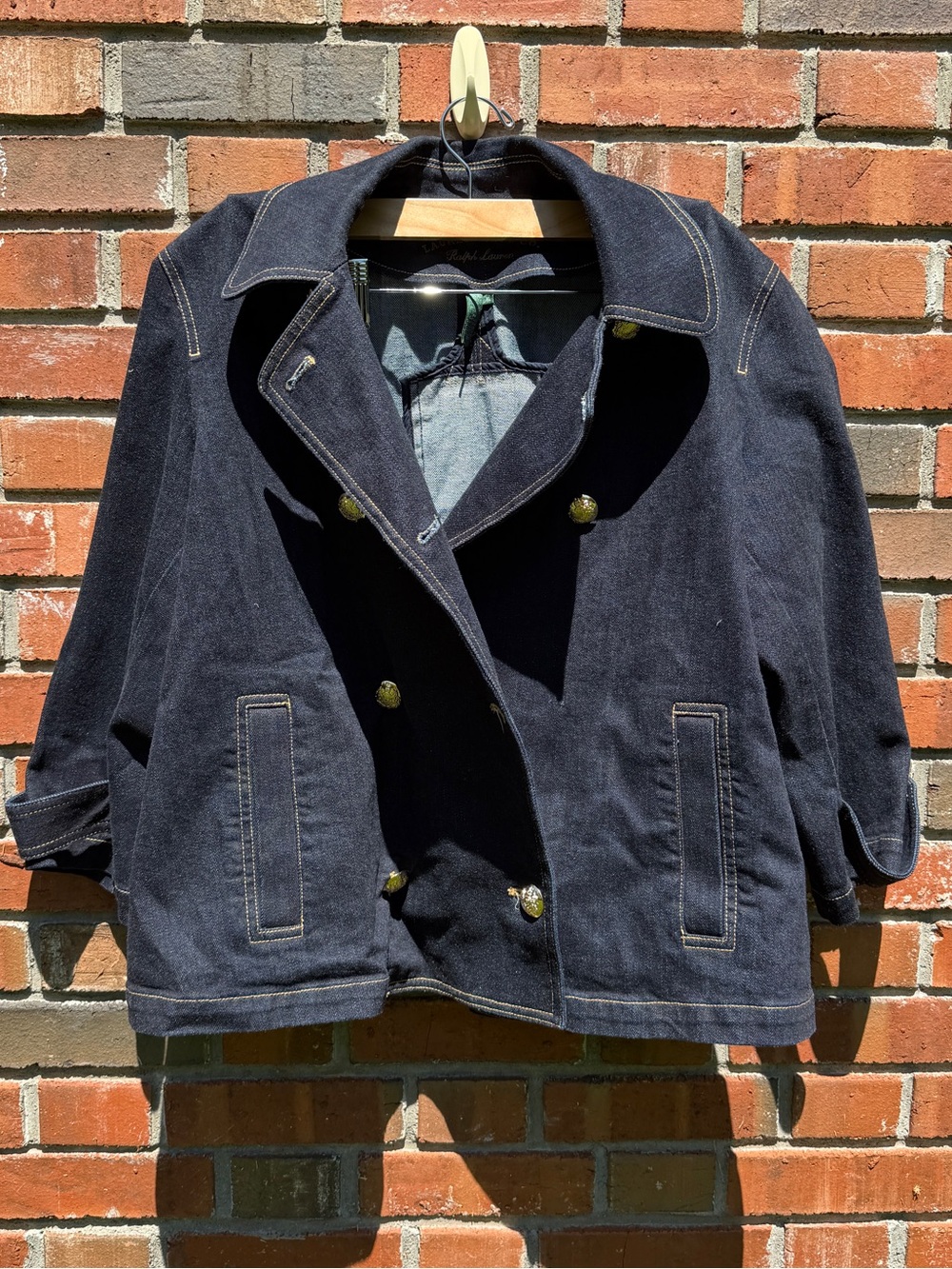 Vintage Lauren Jean CO Ralph Lauren Double-Breasted Denim Jacket Size XL